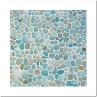 Blue and Brown Pebble Pattern Posters and Art